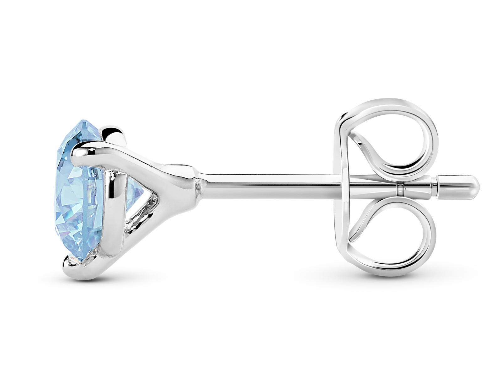 Side view of 14k white gold earring butterfly back