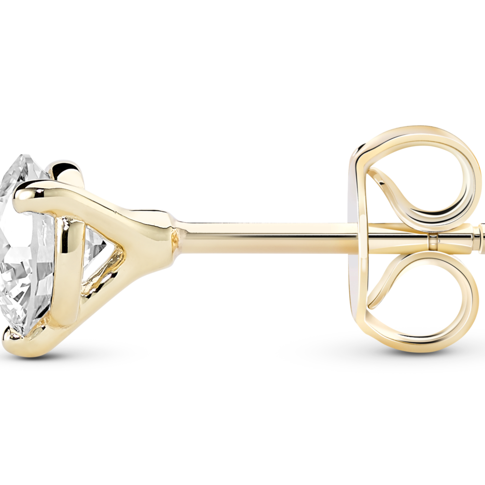 Side view of 14k yellow gold earring butterfly back