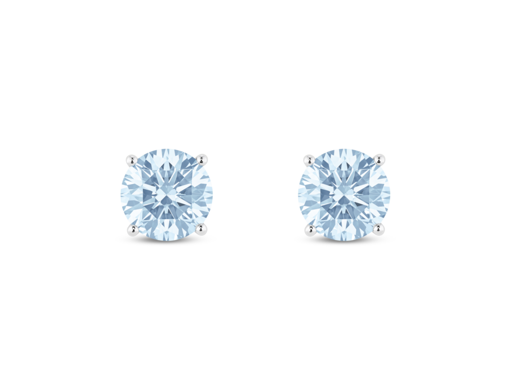 Finest Lab-Grown Diamond 2ct. tw. Round Brilliant Solitaire Studs | Blue - Image 2