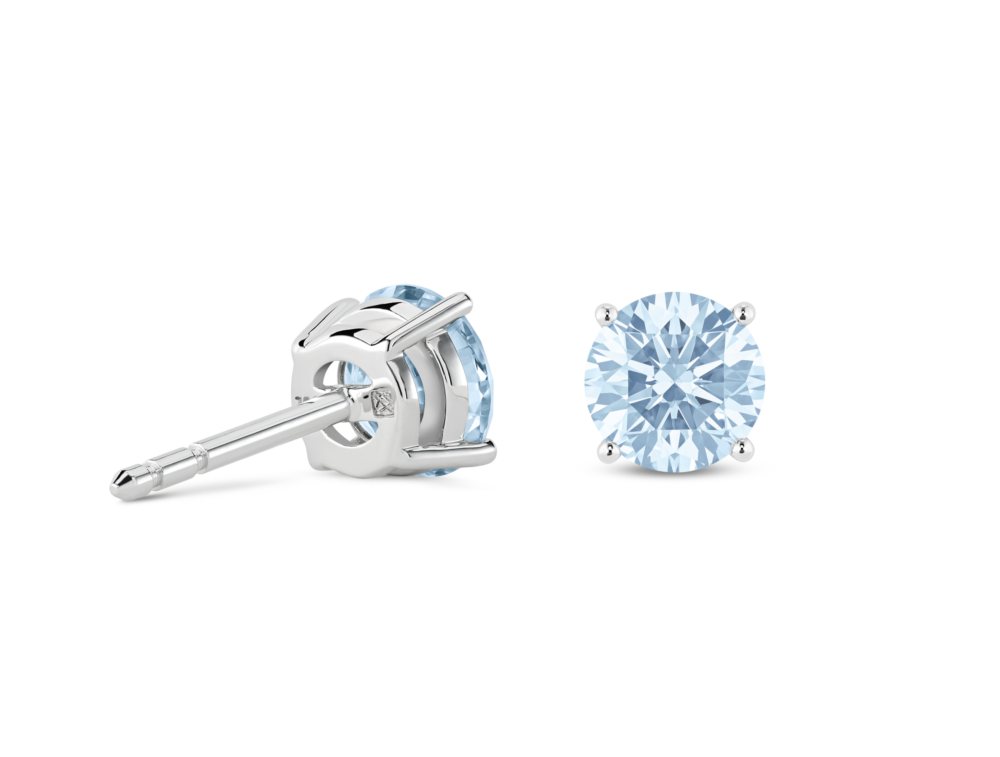 Finest Lab-Grown Diamond 2ct. tw. Round Brilliant Solitaire Studs | Blue - Image 3