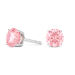 Finest Lab-Grown Diamond 2ct. tw. Round Brilliant Solitaire Studs | Pink