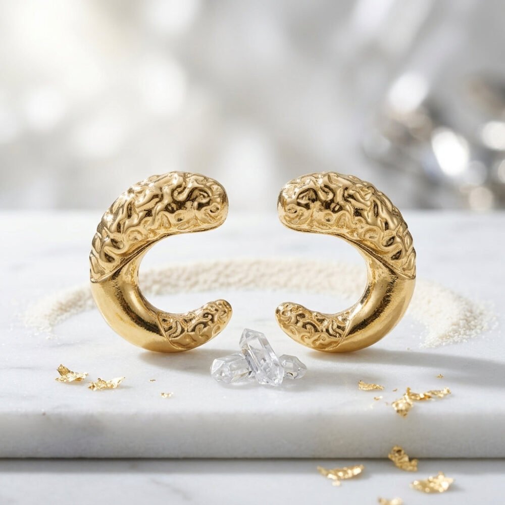 Kaeloria abstract shape Kaju Style Korean  Earrings | Trendy Minimal Jewelry | 18K Gold Plated - Image 3
