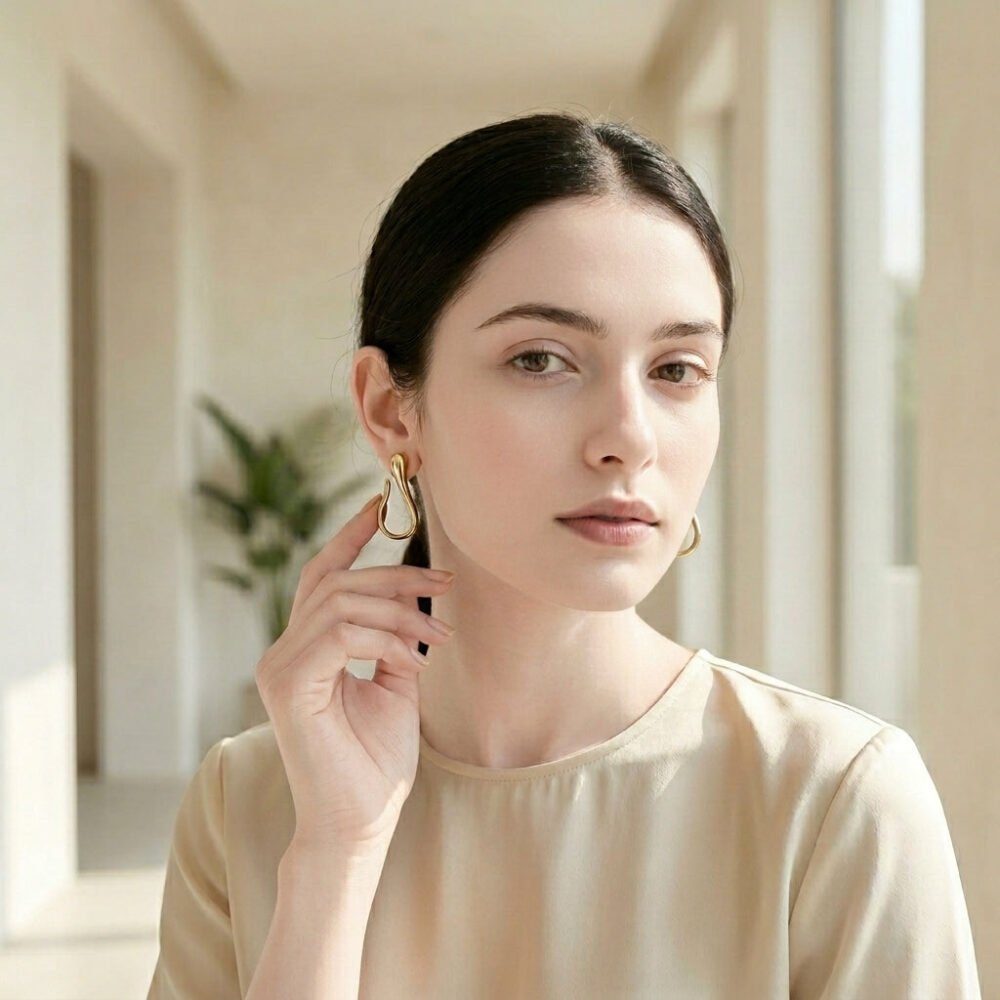Kaeloria Hoop Style Korean  Earrings | Trendy Minimal Jewelry | 18K Gold Plated - Image 4