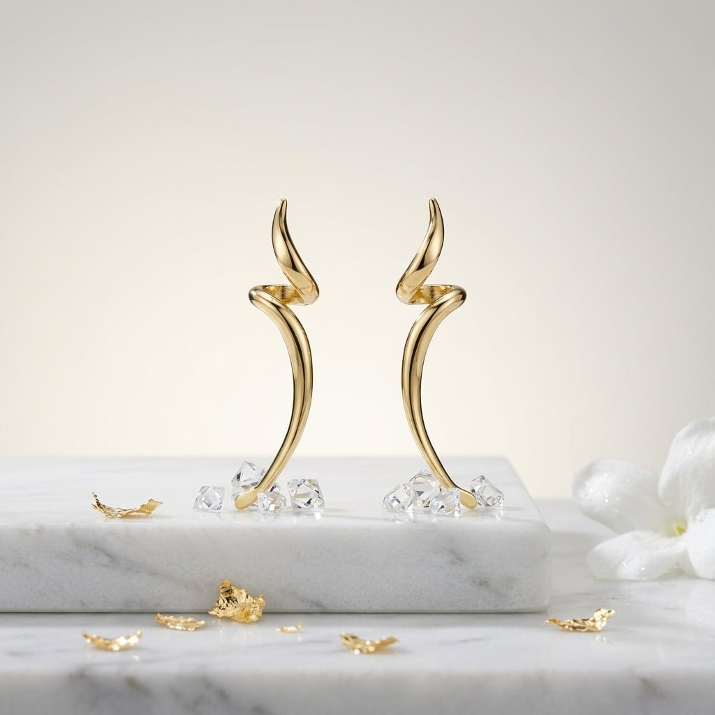 Kaeloria Twisted Style Korean Earrings | Trendy Minimal Jewelry | 18K Gold Plated - Image 3