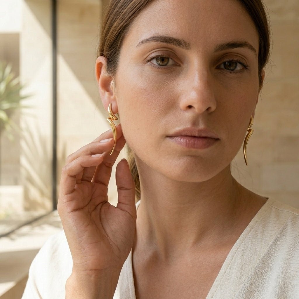 Kaeloria Twisted Style Korean Earrings | Trendy Minimal Jewelry | 18K Gold Plated - Image 4