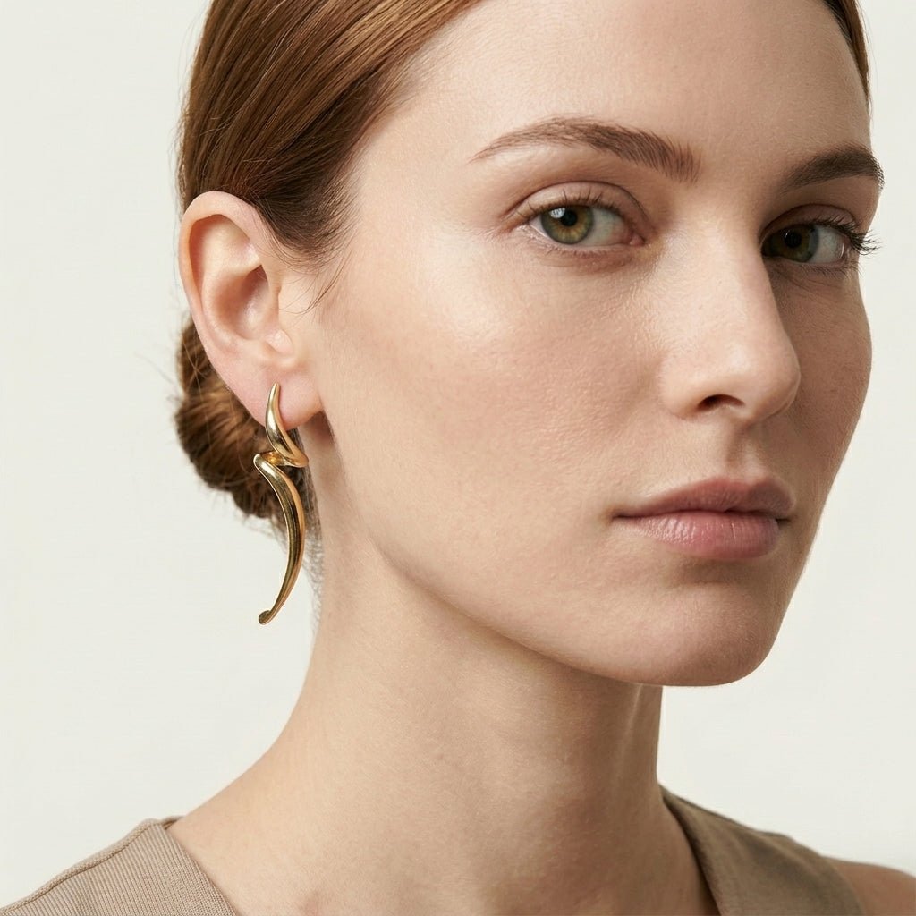 Kaeloria Twisted Style Korean Earrings | Trendy Minimal Jewelry | 18K Gold Plated - Image 2