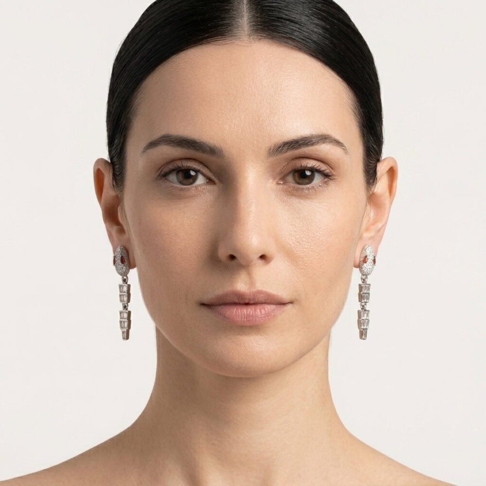 Kaeloria Snake Design Dangling Earrings | 18K Gold Plated | Statement Jewelry | S925 Post - Image 2