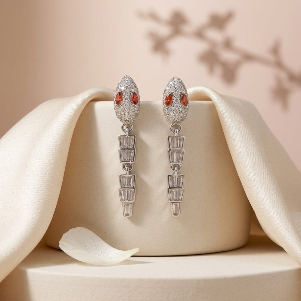 Kaeloria Snake Design Dangling Earrings | 18K Gold Plated | Statement Jewelry | S925 Post - Image 3