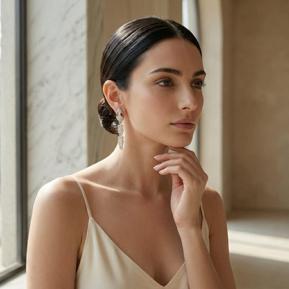 Kaeloria Snake Design Dangling Earrings | 18K Gold Plated | Statement Jewelry | S925 Post - Image 5