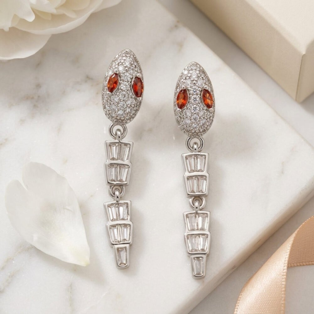Kaeloria Snake Design Dangling Earrings | 18K Gold Plated | Statement Jewelry | S925 Post - Image 4