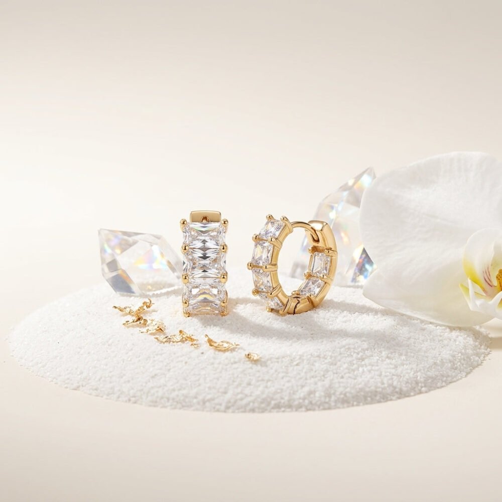 Kaeloria Radiant Full Hoop Earrings | 18K Gold Plated | CZ Studded Hoops | Anti-Tarnish - Image 4