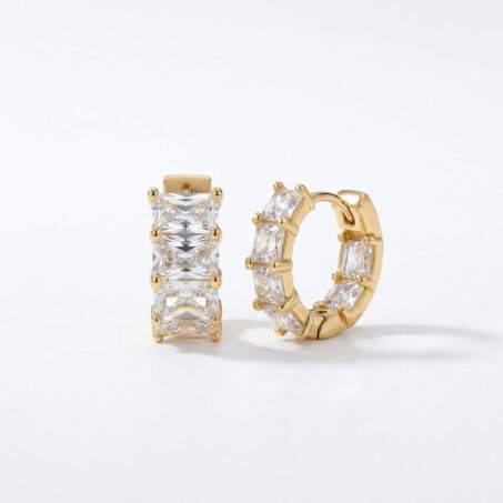 Kaeloria Radiant Full Hoop Earrings | 18K Gold Plated | CZ Studded Hoops | Anti-Tarnish