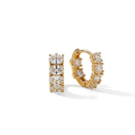 Kaeloria Oval Hoop Earrings | Classic Everyday Jewelry| 18K Gold Plated | CZ Studded Hoops | Anti-Tarnish