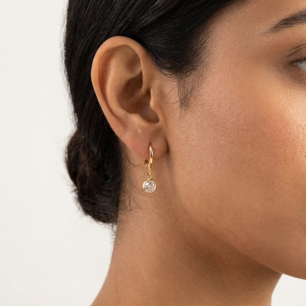 Kaeloria Hoop Earrings Round hanging design  | 18K Gold Plated | S925 Post | Anti-Tarnish - Image 3