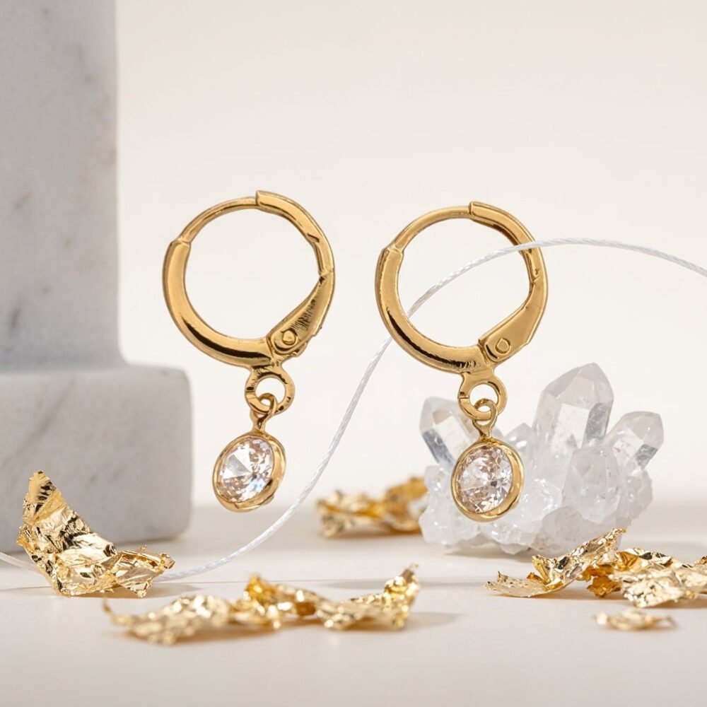 Kaeloria Hoop Earrings Round hanging design  | 18K Gold Plated | S925 Post | Anti-Tarnish - Image 4