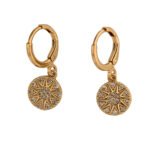 Kaeloria Hoop Earrings Round disc star hanging design  | 18K Gold Plated | S925 Post | Anti-Tarnish