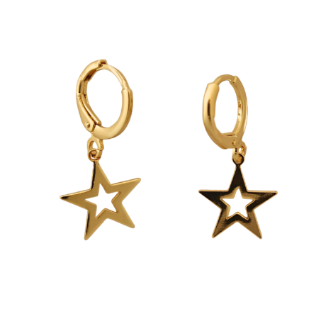 Kaeloria Hoop Earrings Star design  | 18K Gold Plated | S925 Post | Anti-Tarnish