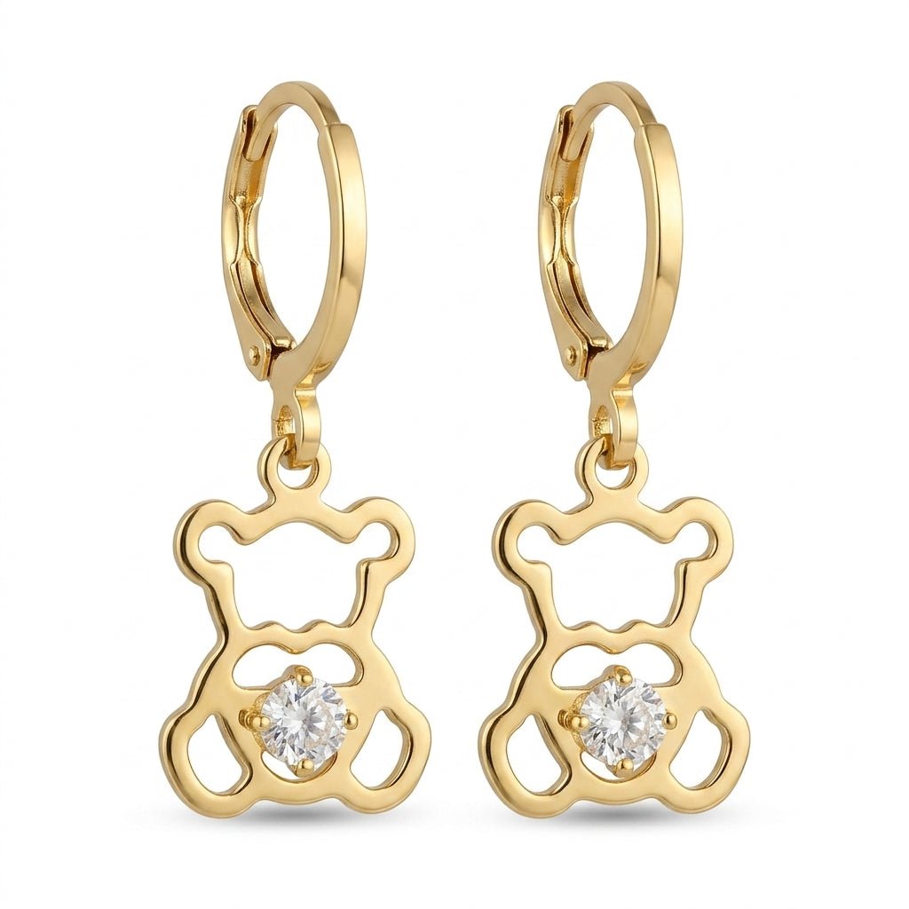 Kaeloria Hoop Earrings Teddy hanging design | 18K Gold Plated | S925 Post | Anti-Tarnish