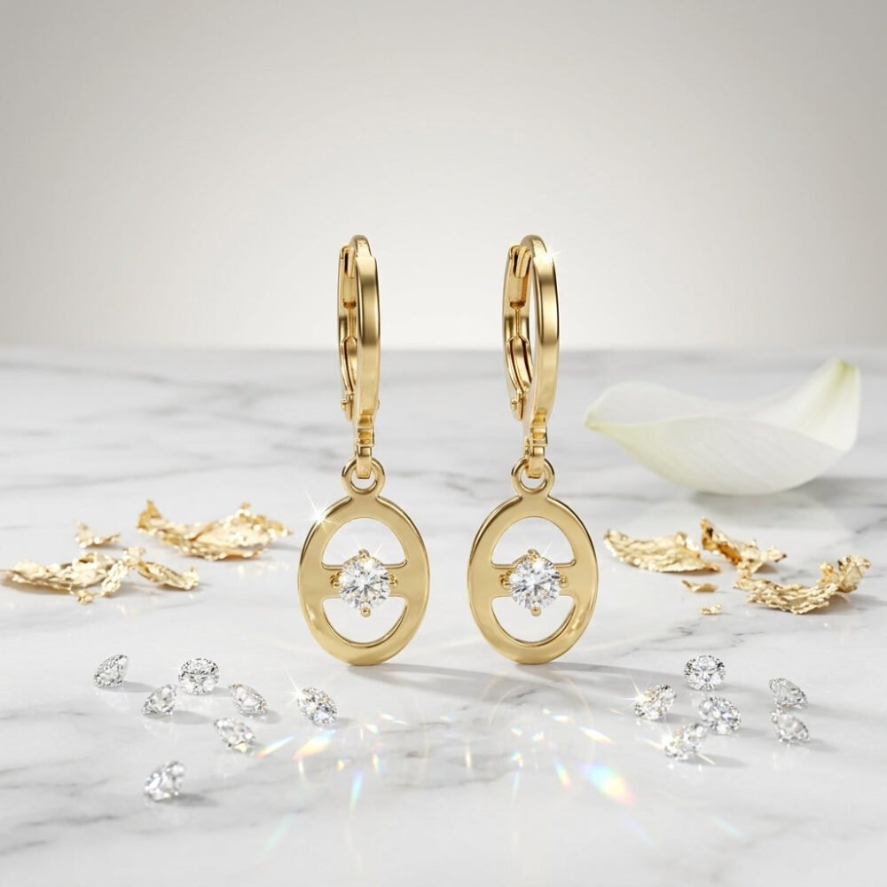Kaeloria Hoop Earrings Oval hanging design  | 18K Gold Plated | Anti-Tarnish - Image 4
