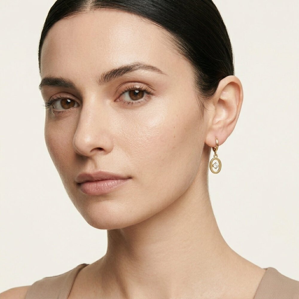 Kaeloria Hoop Earrings Oval hanging design  | 18K Gold Plated | Anti-Tarnish
