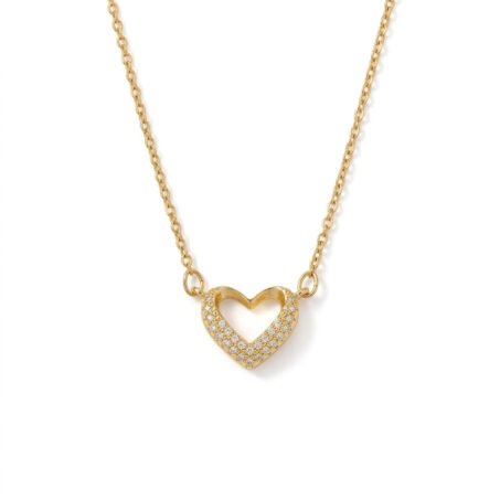 Kaeloria Heart Micro Setting Necklace | 18K Gold Plated | CZ Studded Pendant | Luxury Minimal Jewelry