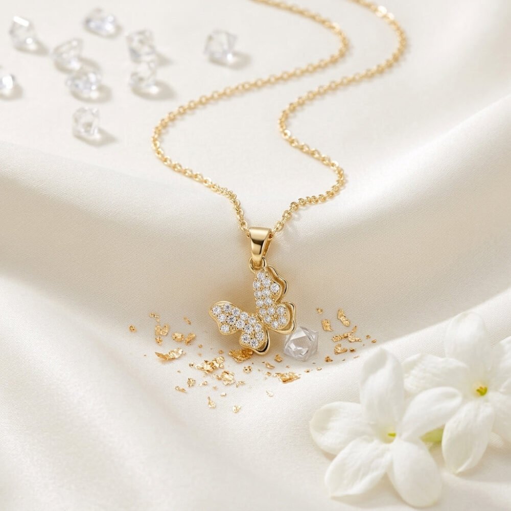 Kaeloria Butterfly CZ Necklace | Elegant Symbolic Jewelry - Image 4