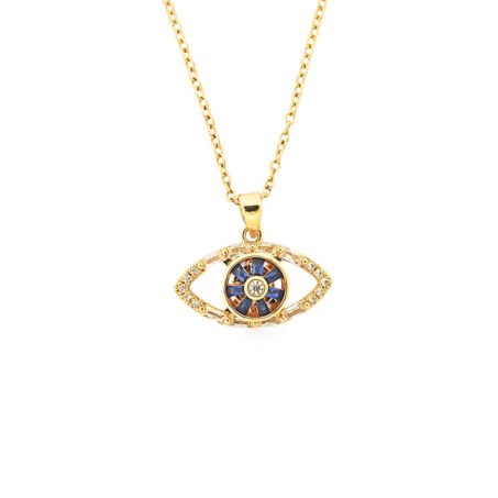 Kaeloria Evil Eye Necklace | 18K Gold Plated | CZ Protection Pendant | Trendy Minimal Jewelry