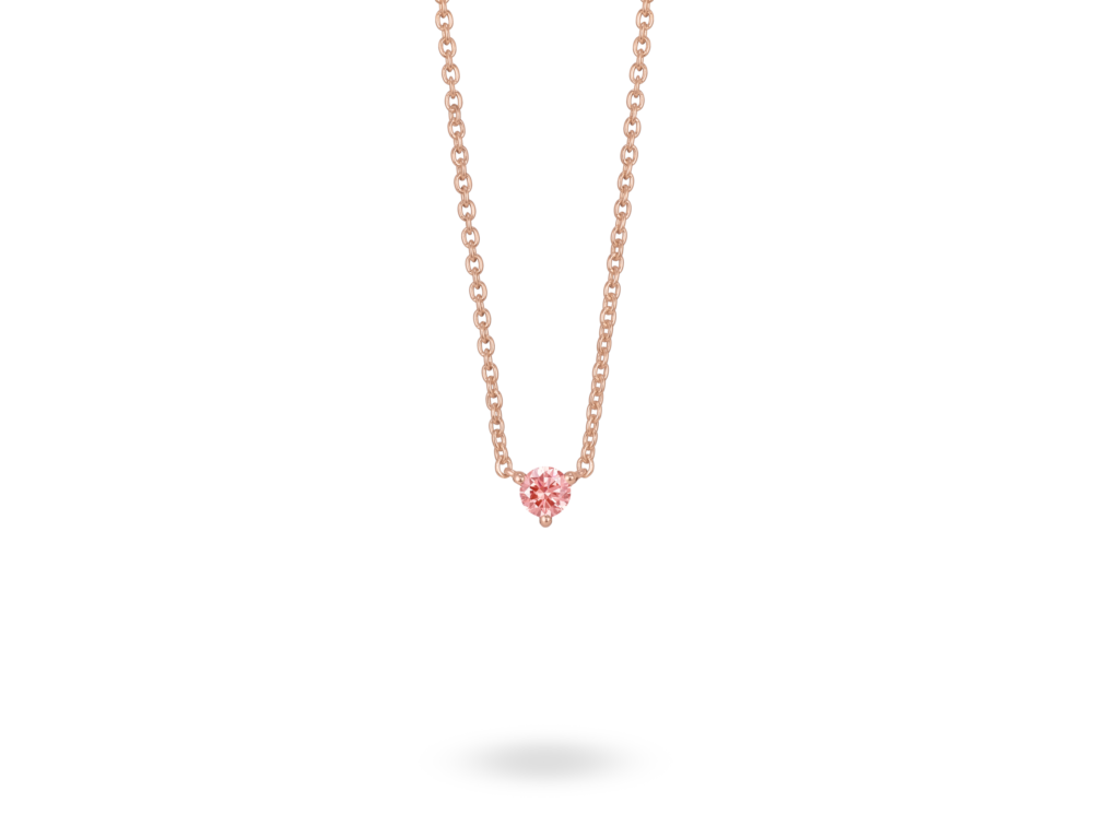 Lab-Grown Diamond ¼ct. Mini Round Brilliant Solitaire 14k Gold Pendant | Pink - Image 3