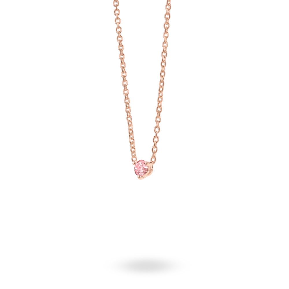 Lab-Grown Diamond ¼ct. Mini Round Brilliant Solitaire 14k Gold Pendant | Pink