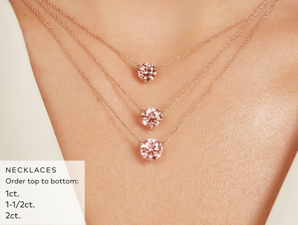 Lab-Grown Diamond 1ct. Round Brilliant Solitaire 14k Gold Pendant | Pink - Image 3