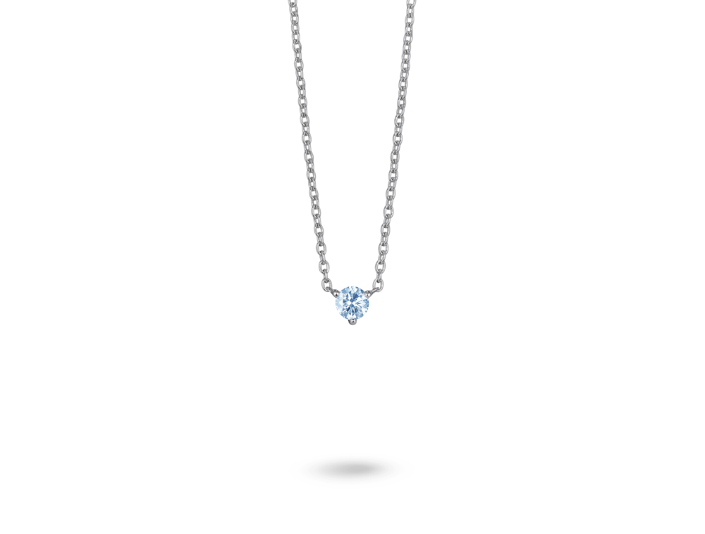 Lab-Grown Diamond ¼ct. Mini Round Brilliant Solitaire 14k Gold Pendant | Blue - Image 3