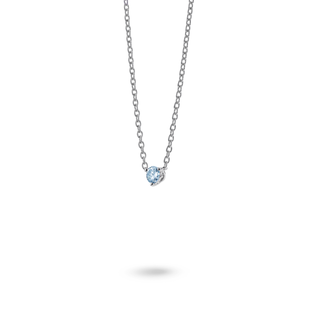 Lab-Grown Diamond ¼ct. Mini Round Brilliant Solitaire 14k Gold Pendant | Blue