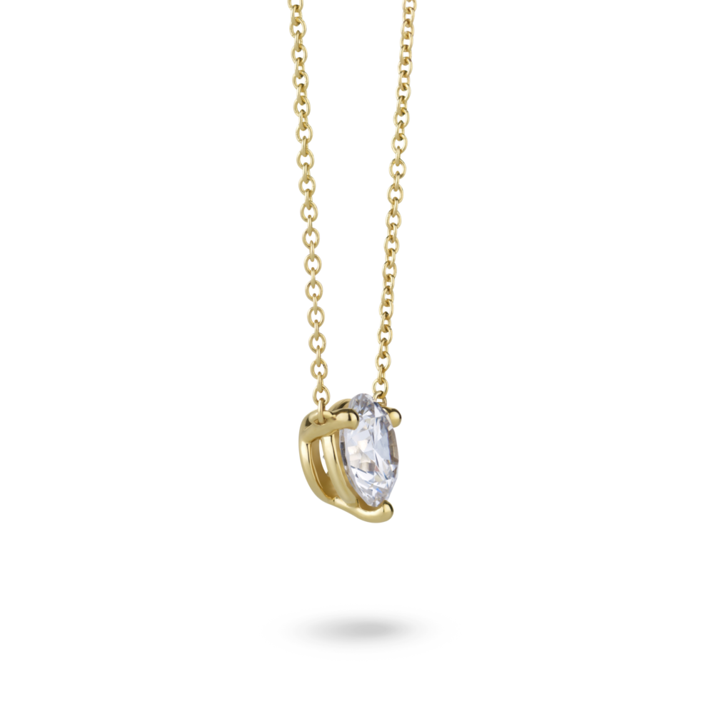 Lab-Grown Diamond 3ct. tw. Round Brilliant Studs and Pendant Yellow Gold Set | White