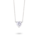 Front view of 14k white gold 1 carat solitaire round brilliant pendant with white diamond