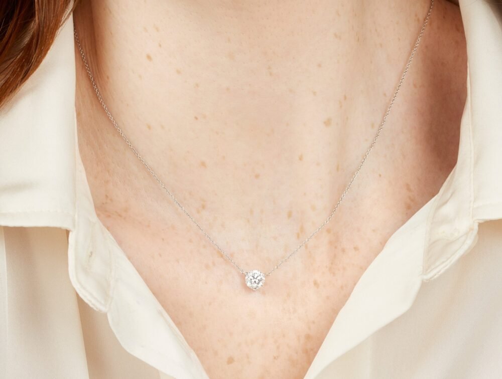 Lab-Grown Diamond 1ct. Round Brilliant Solitaire 14k Gold Pendant | White - Image 2