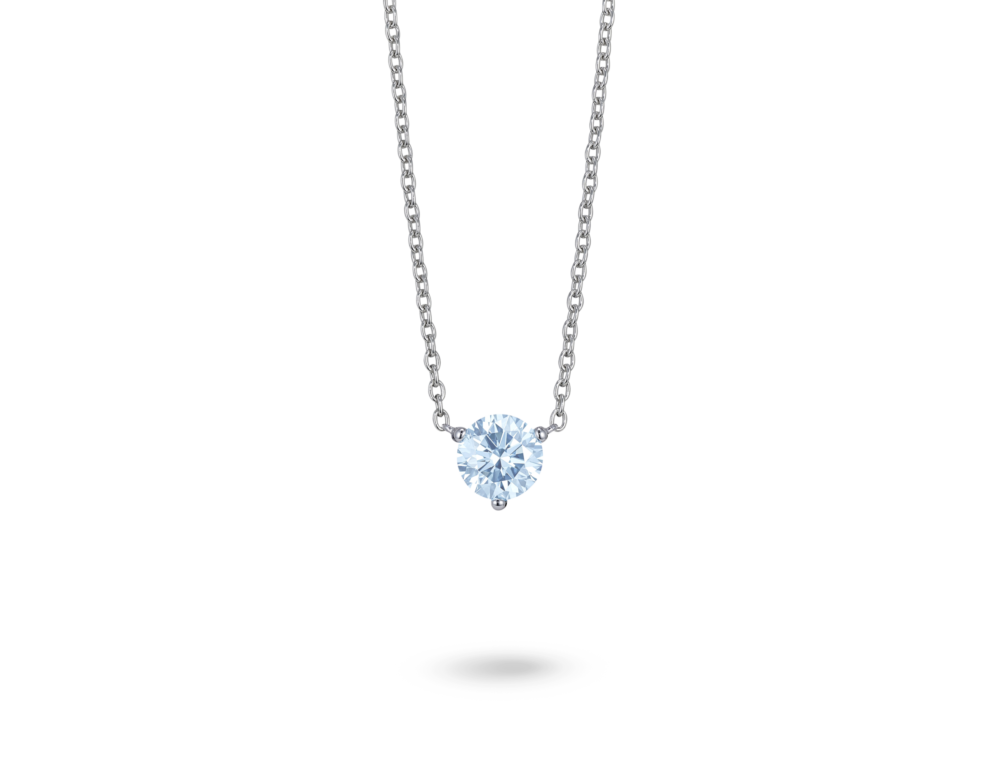 Lab-Grown Diamond 1ct. Round Brilliant Solitaire 14k Gold Pendant | Blue - Image 2