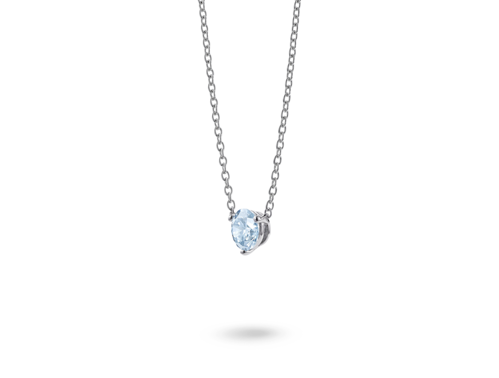 Lab-Grown Diamond 1ct. Round Brilliant Solitaire 14k Gold Pendant | Blue - Image 3