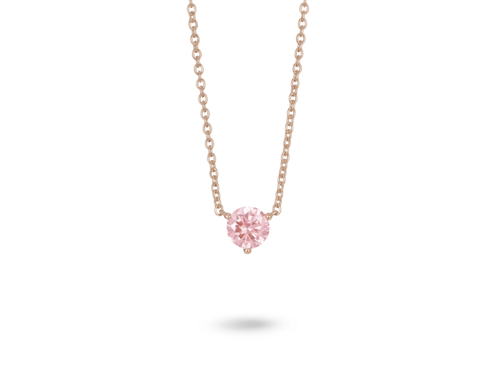 Lab-Grown Diamond 1ct. Round Brilliant Solitaire 14k Gold Pendant | Pink - Image 6