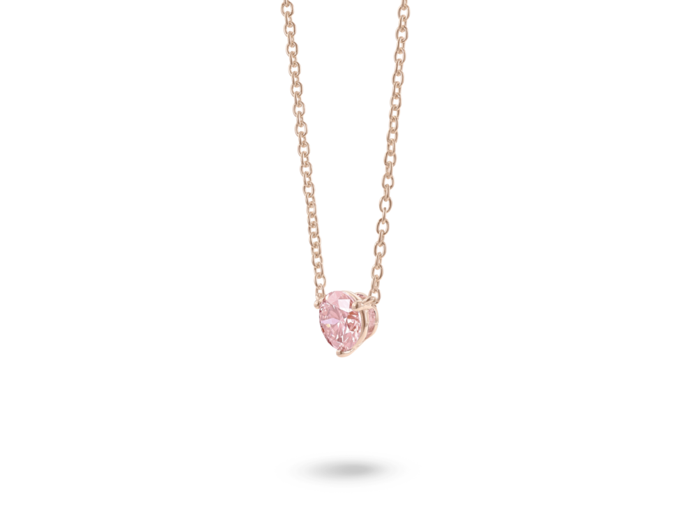 Lab-Grown Diamond 1ct. Round Brilliant Solitaire 14k Gold Pendant | Pink - Image 7