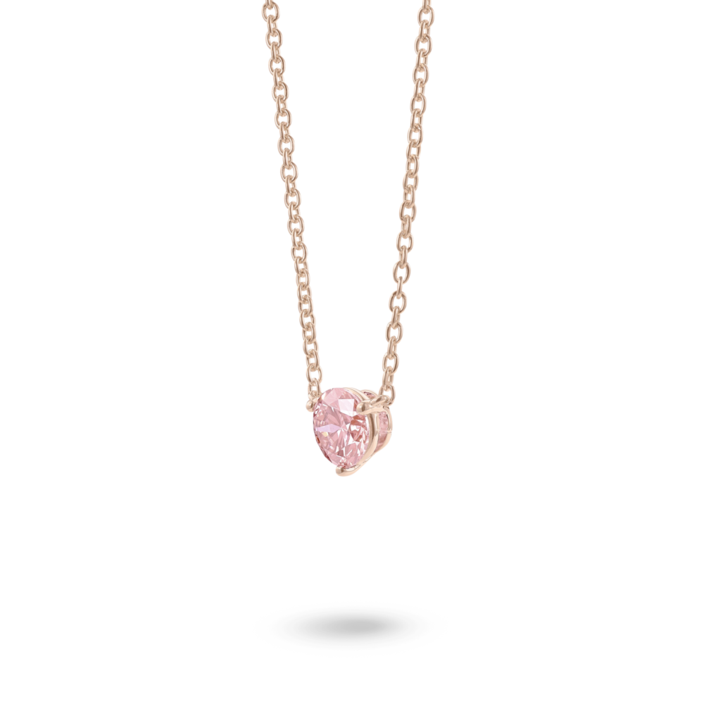 Lab-Grown Diamond 1ct. Round Brilliant Solitaire 14k Gold Pendant | Pink