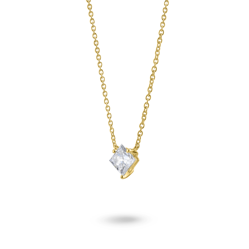 Lab-Grown Diamond 1ct. Princess Cut 14k Gold Pendant | White - Image 2