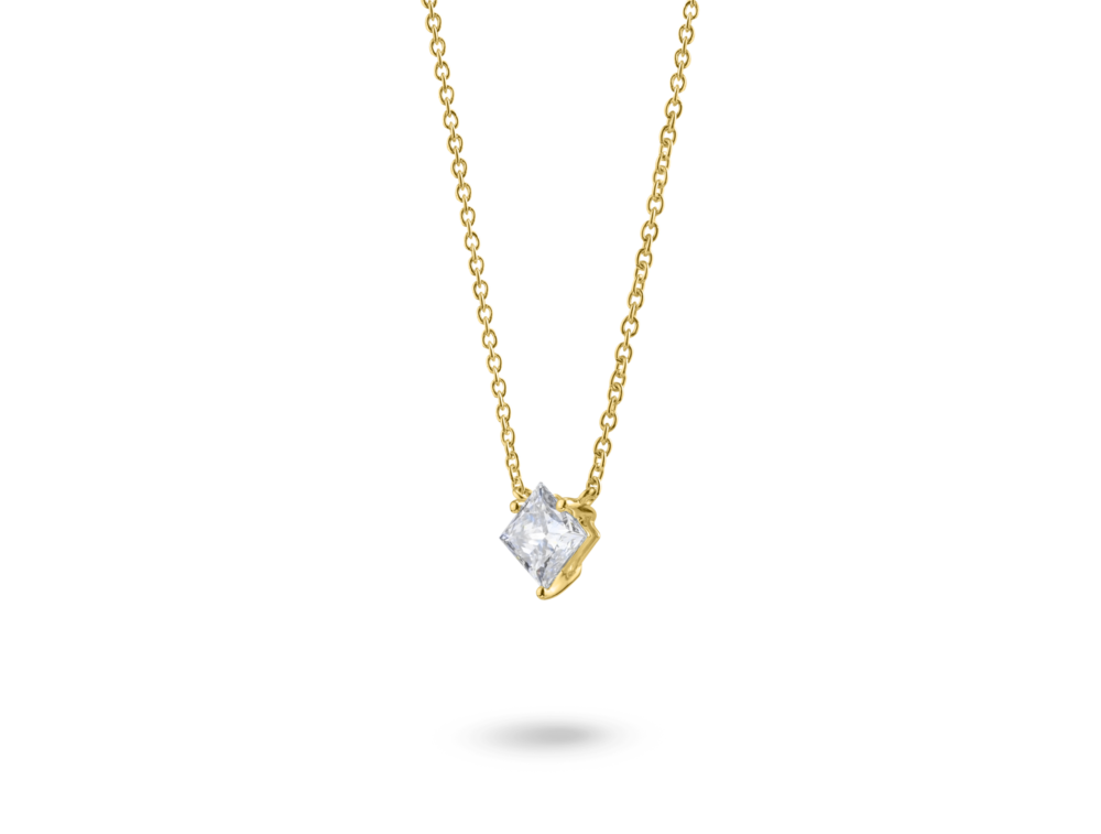 Lab-Grown Diamond 1ct. Princess Cut 14k Gold Pendant | White - Image 2