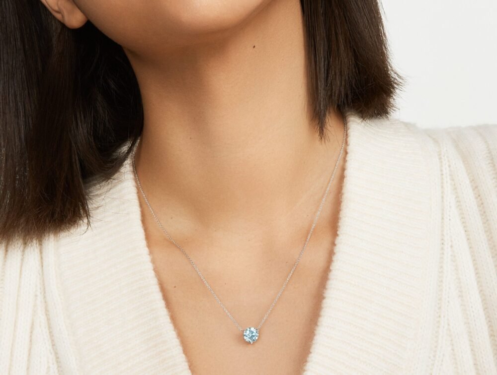 Lab-Grown Diamond 2ct. Round Brilliant Solitaire Pendant | Blue - Image 2
