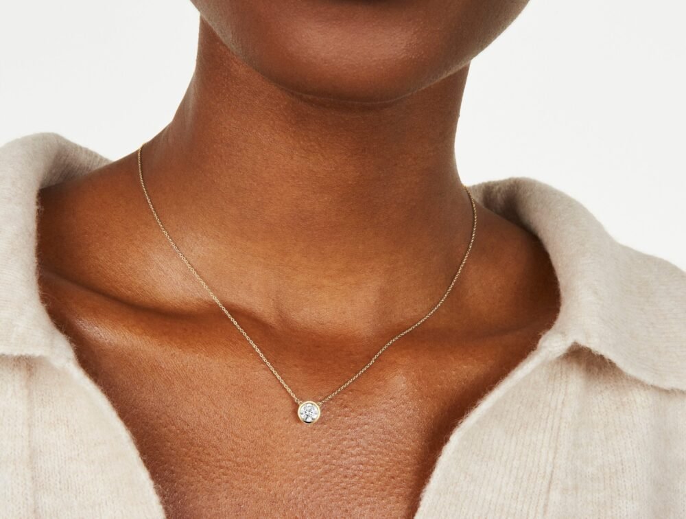 Lab-Grown Diamond 1ct. Round Brilliant 14k Bezel Pendant | White - Image 3