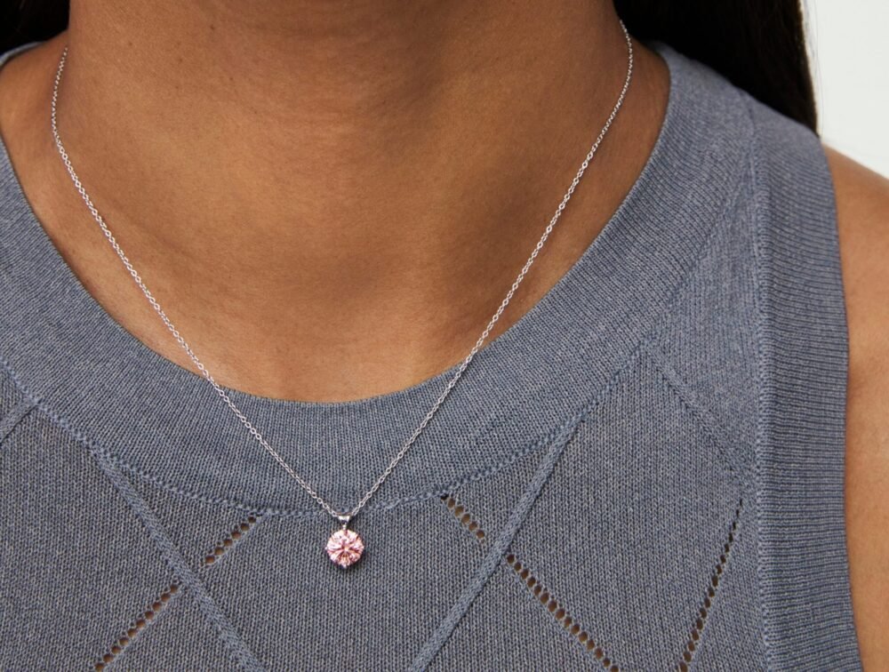 Finest Lab-Grown Diamond 1ct. Round Brilliant Solitaire Pendant | Pink - Image 2