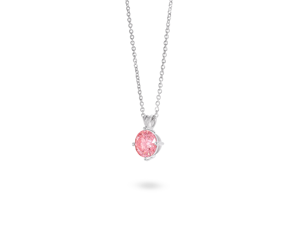 Finest Lab-Grown Diamond 1ct. Round Brilliant Solitaire Pendant | Pink - Image 4