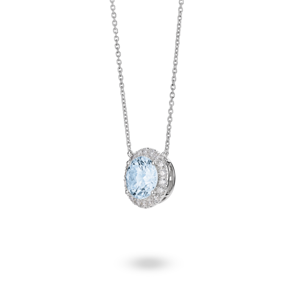 Lab-Grown Diamond 2ct. tw. Halo Pendant | Blue - Image 3