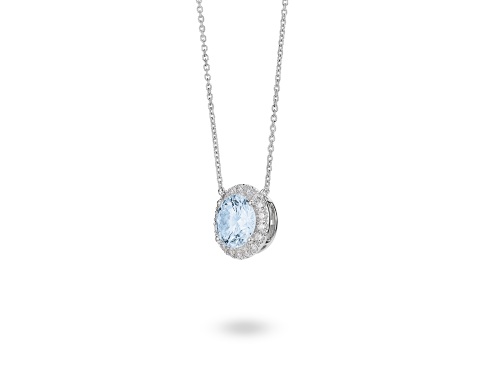 Lab-Grown Diamond 2ct. tw. Halo Pendant | Blue - Image 3
