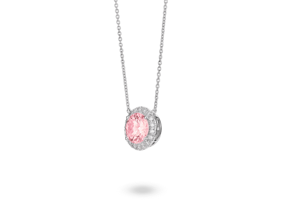 Lab-Grown Diamond 2ct. tw. Halo Pendant | Pink - Image 3