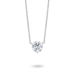 Front view of a lab-grown white 1.5 carat total weight round brilliant solitaire pendant in 14k white gold